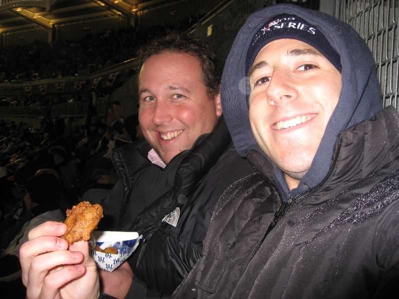 Bert & Lee eat corn-fried kielbasa sausage! (2009 WS Game 1)