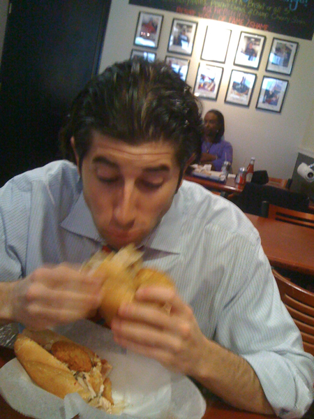 Lee eats a Turducken sandwich (Jake\'s, Philly)