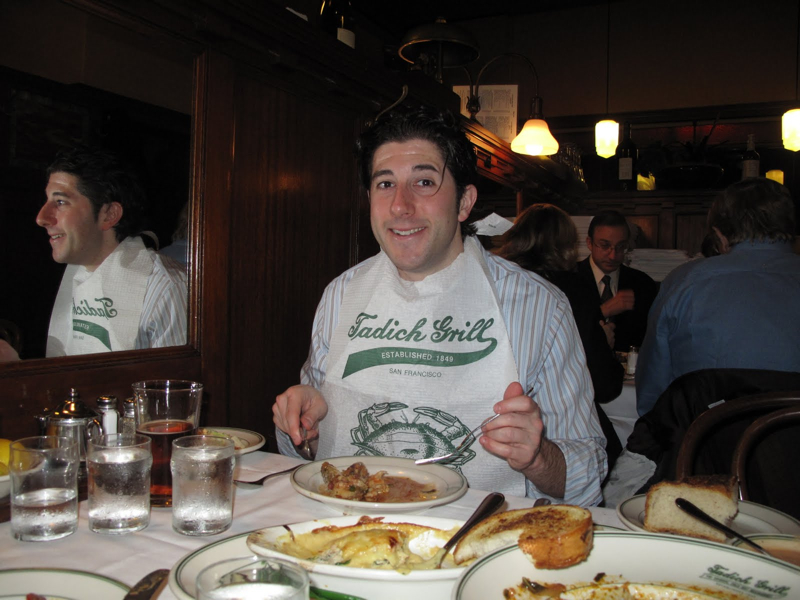 Lee eats cioppino (Taddich Grill, San Francisco)