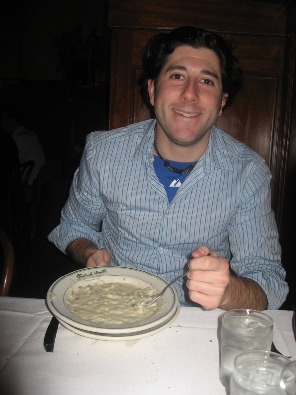 Lee eats more clam chowder (Taddich Grill, San Francisco)
