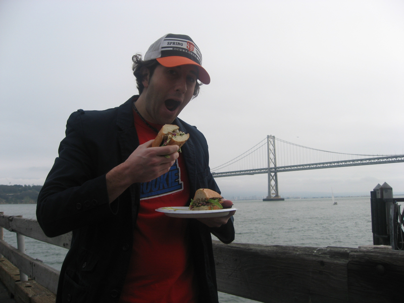 Lee still eats/is a (fried oyster) po\' boy (Hayes Street Grill, Ferry Building, San Francisco)