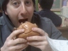 Lee eats a Sketch burger (Philly)