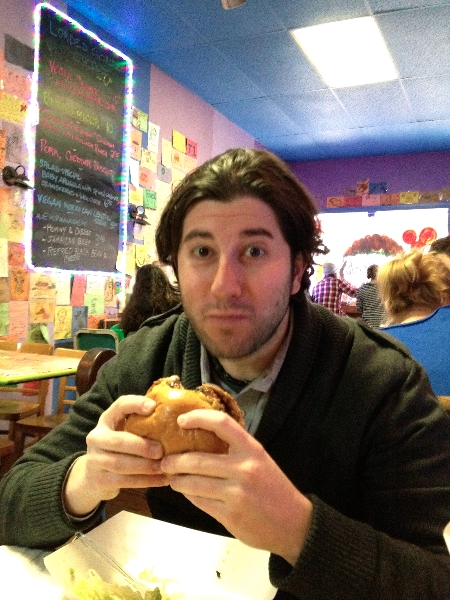 Lee eats a burger @ Sketch (Philly)