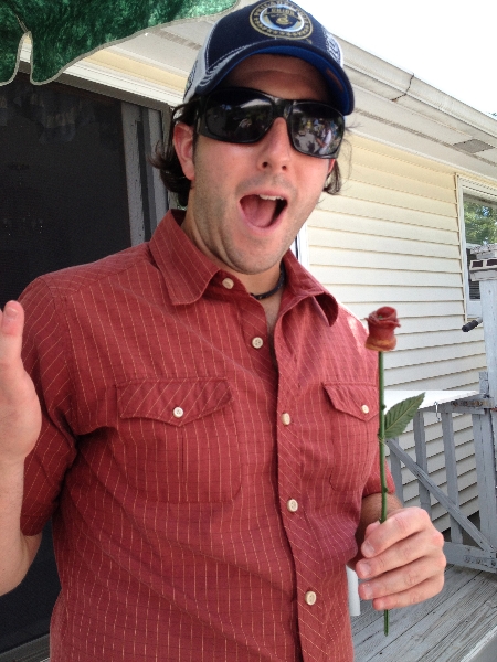 Lee eats a bacon rose!