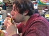 Lee eats a fried oyster po-boy @ Beck\'s Cajun Cafe (Philly)
