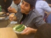 Lee shrugs at The Pickle Bet (Katz\'s Deli, NYC)