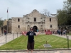 Lee shrugs at the Alamo in San Antonio (Pre-Covid).