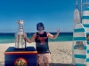 Lee shrugs w the Stanley Cub (South Ft Lauderdale Beach)
